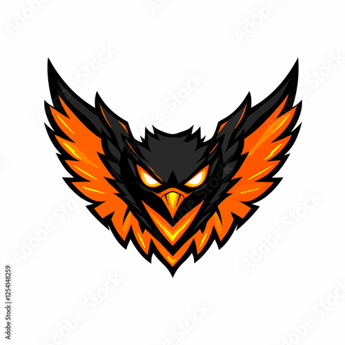 Blazing falcon logo design featuring fiery wings and sharp beak to represent competitive gaming and esports