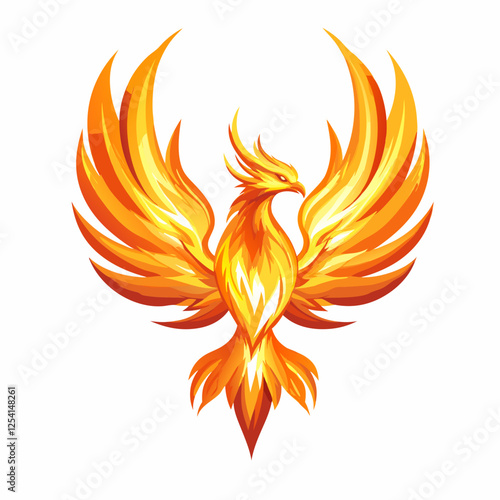 Blazing phoenix esports logo in golden flames symbolizing strength and victory
