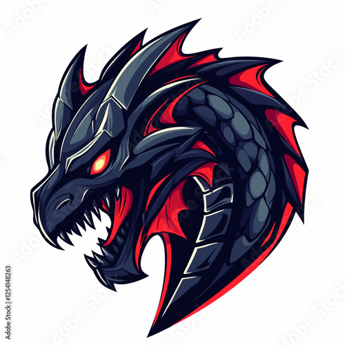 Multi-headed dragon esports logo features chaotic design with glowing red accents showcasing fierce energy and competitive spirit