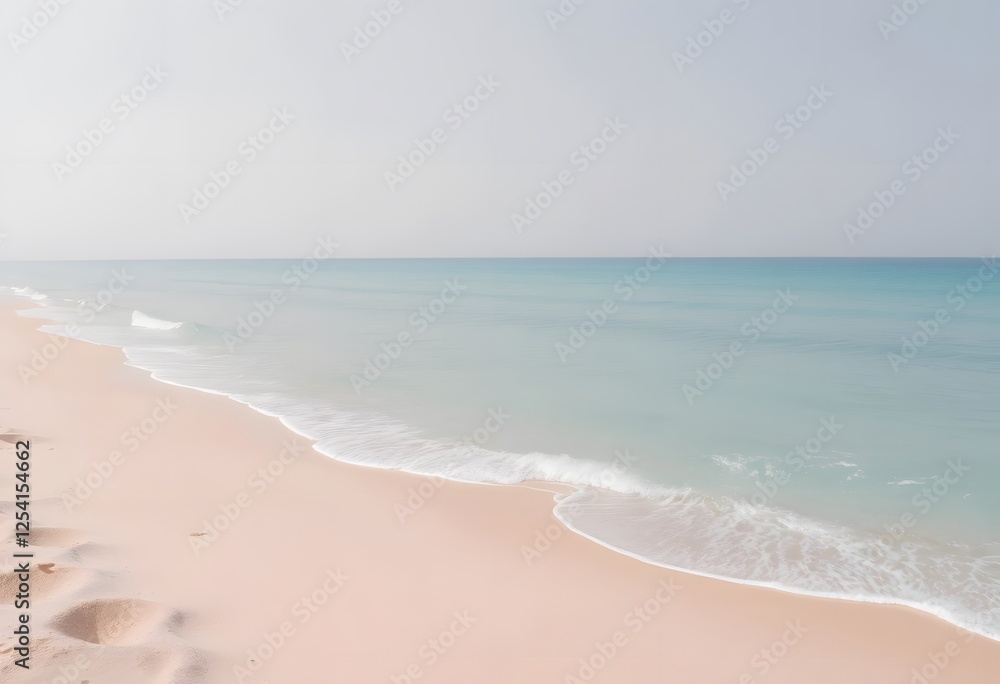 Pastel Beach Scene with Gentle Waves and Tranquil Atmosphere Pastel Beach Scene with Gentle Waves and Tranquil Atmosphere