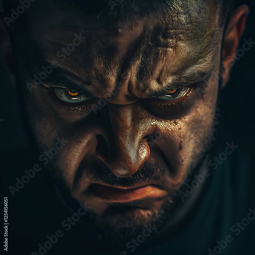 Scary Angry Man Staring Directly at Camera photo