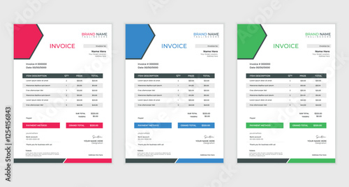 cleam  creative business invoice design with various colour skim | Printable  invoice design template