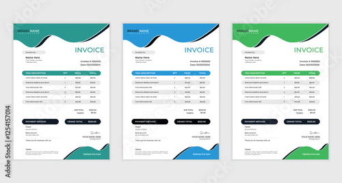 cleam  creative business invoice design with various colour skim | Printable  invoice design template