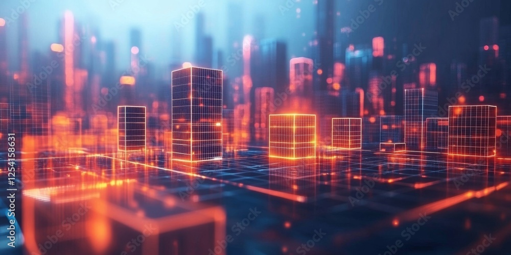 Futuristic city glowing digital skyline, network background Futuristic city glowing digital skyline, network background