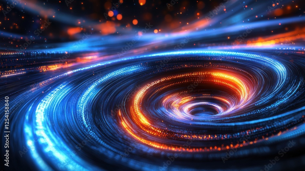 High-tech Quantum System Glowing with Swirling Lights High-tech Quantum System Glowing with Swirling Lights