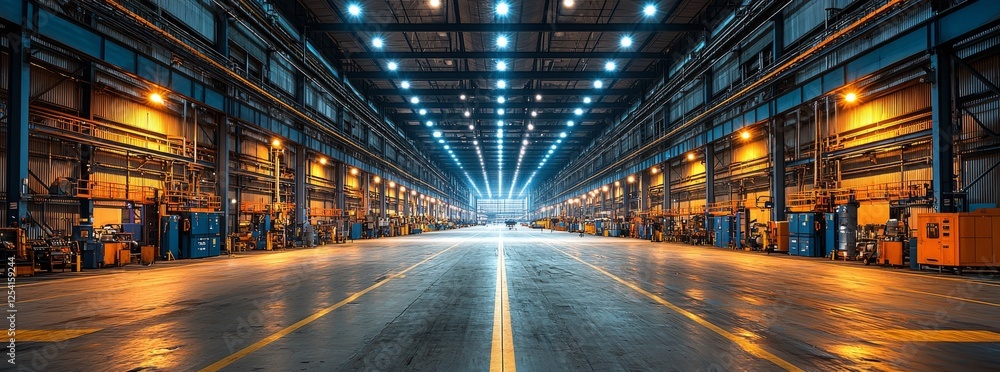 Fototapeta premium Fiberglass production industry equipment during manufacturing, captured with a wide-angle lens