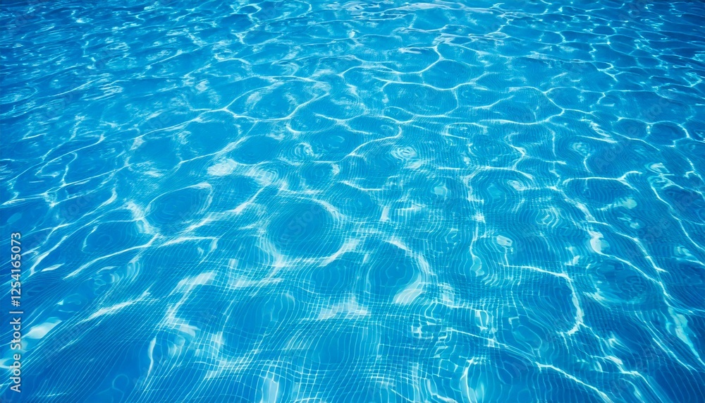 Fototapeta premium Blue water in the pool. Water texture. Swimming pool water background. Water with ripples. Water ripple.