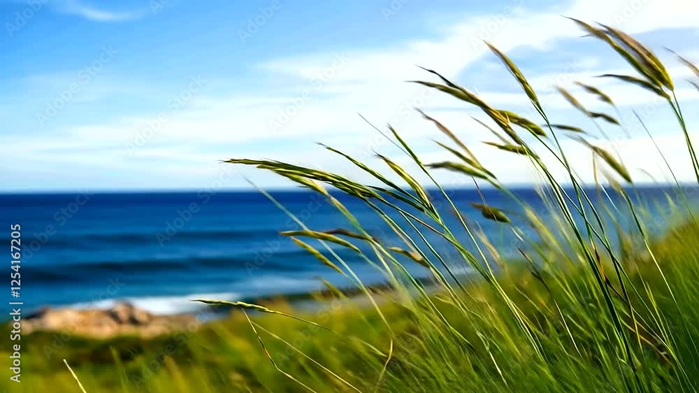 Serene coastal vista with a tranquil blue ocean under a stunning sunset sky.