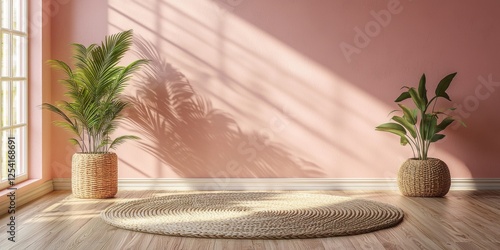 Elegant indoor plant arrangement modern living room home decor bright environment natural light serenity