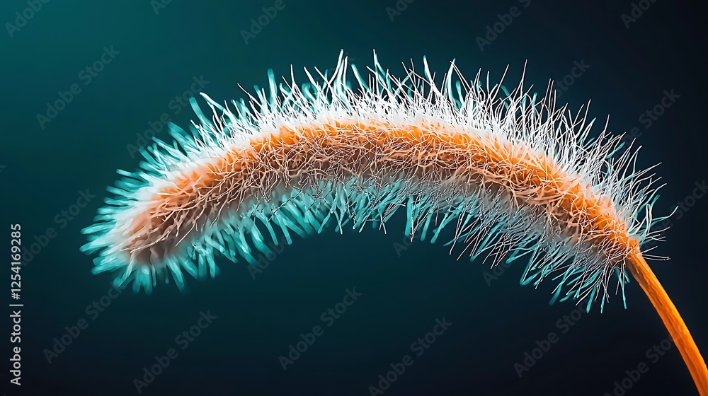 Close-up of a vibrant, fuzzy caterpillar against a dark, softly lit background, showcasing nature's details Close-up of a vibrant, fuzzy caterpillar against a dark, softly lit background, showcasing nature's details