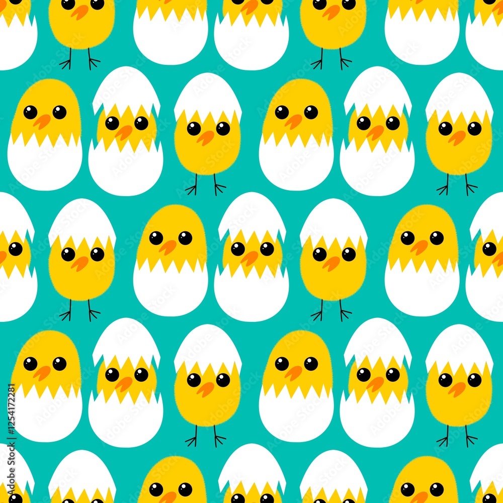 Easter chicken and eggs seamless birds pattern for wrapping paper and fabrics Easter chicken and eggs seamless birds pattern for wrapping paper and fabrics