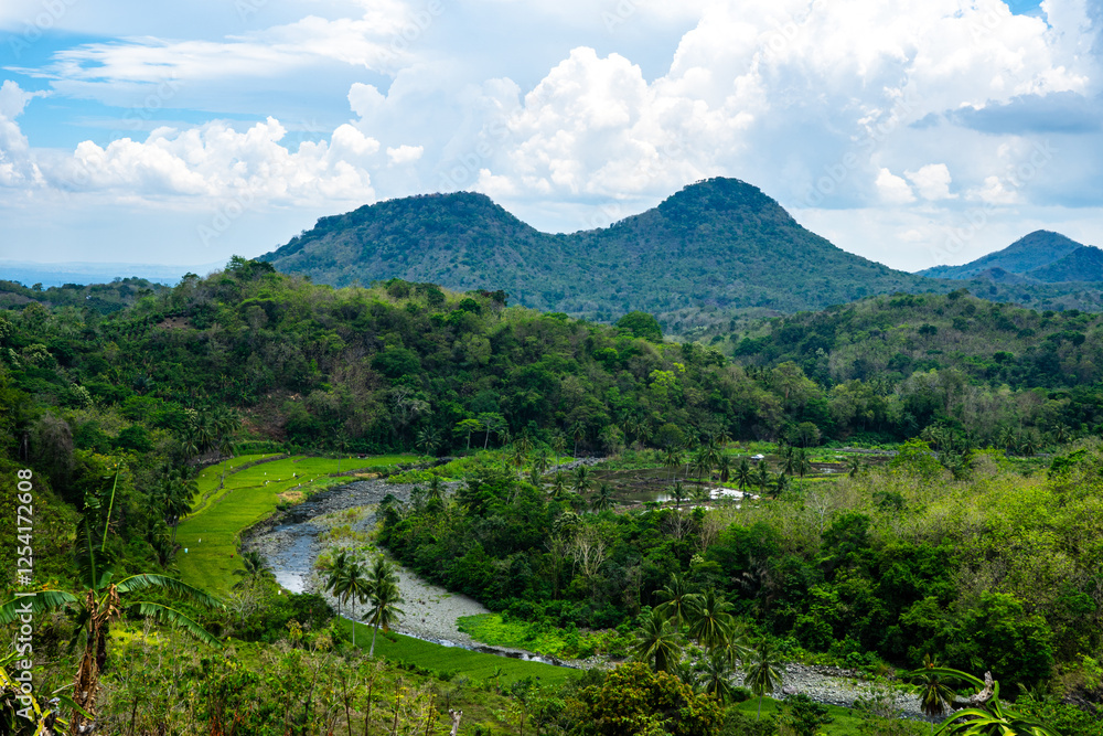 Fototapeta premium Tropical Landscape with Rolling Hills and River