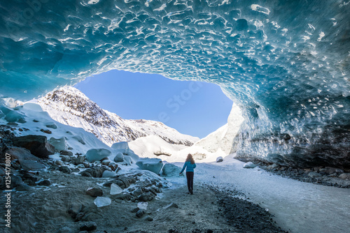 Ice caves. Morteratsch Glacier, Grisons, Switzerland photo