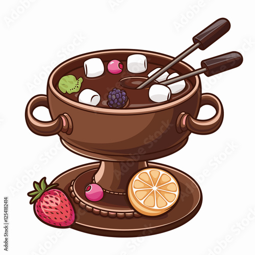 Delicious Chocolate Fondue with Fruits and Marshmallows