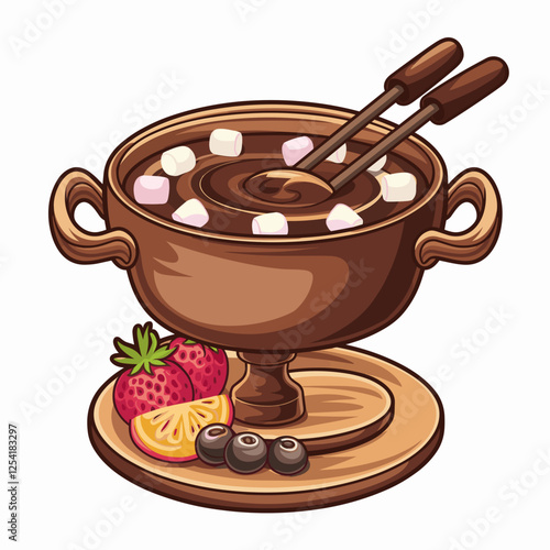 Delicious Chocolate Fondue with Fruits and Marshmallows