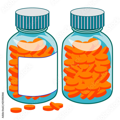 Two jars of orange medicines without background