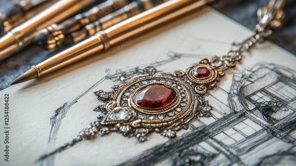 Sketchbook with creative jewelry design ideas and gemstone inspirations. Sketchbook with creative jewelry design ideas and gemstone inspirations.