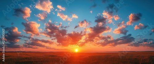 Vibrant Sunset Over Field
