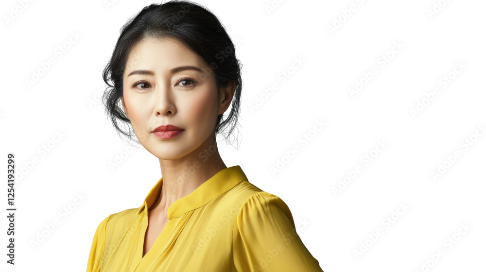 Confident asian businesswoman posing on transparent background Confident asian businesswoman posing on transparent background