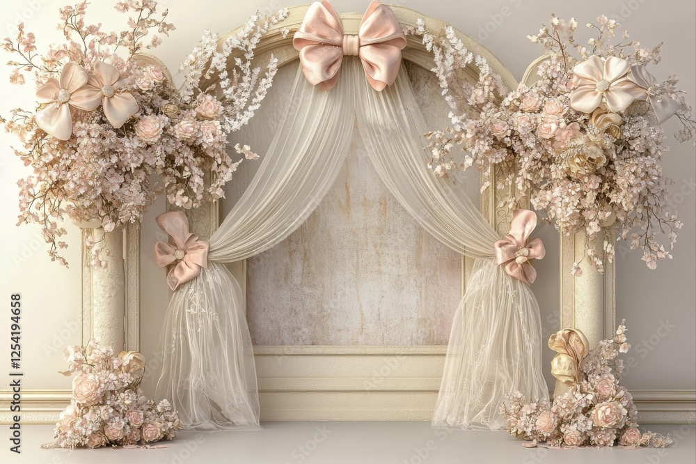 Floral accented wedding backdrop creating a romantic atmosphere for indoor venues Floral accented wedding backdrop creating a romantic atmosphere for indoor venues