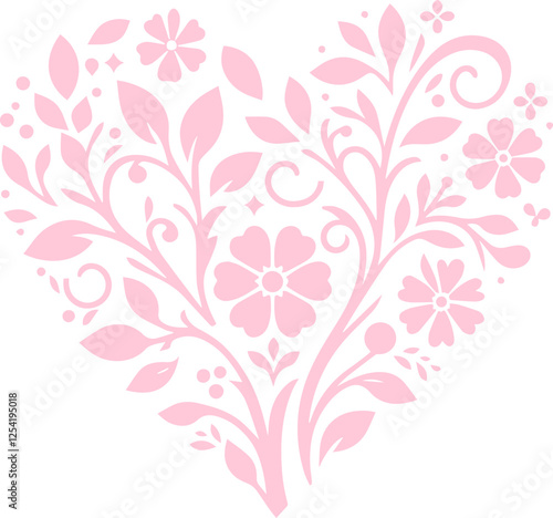 pink floral heart