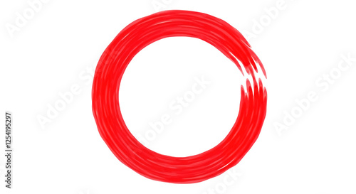 Vivid Circular Red Brush Stroke Representing Artistic Expression and Creativity in Minimalism