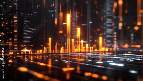 Digital Metropolis  A Futuristic Cityscape of Data and Light