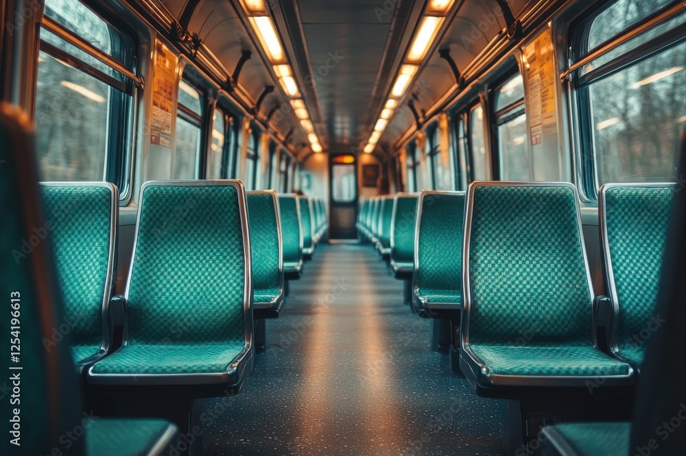 Fototapeta premium Empty train interior urban city photography modern environment perspective minimalism