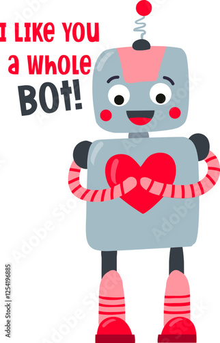 Valentine Robots, Greeting Card, Stickers, Boy, Girl