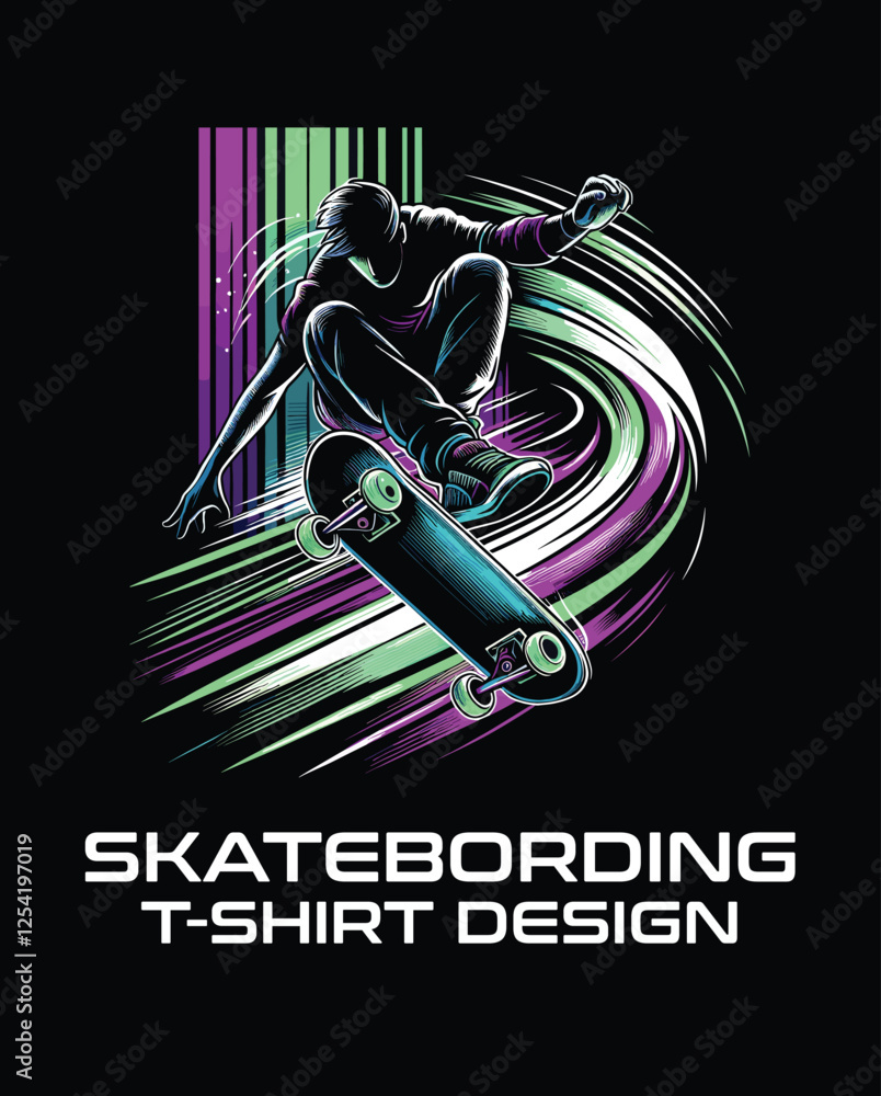 Fototapeta premium Skatebording Vector T Shirt Design
