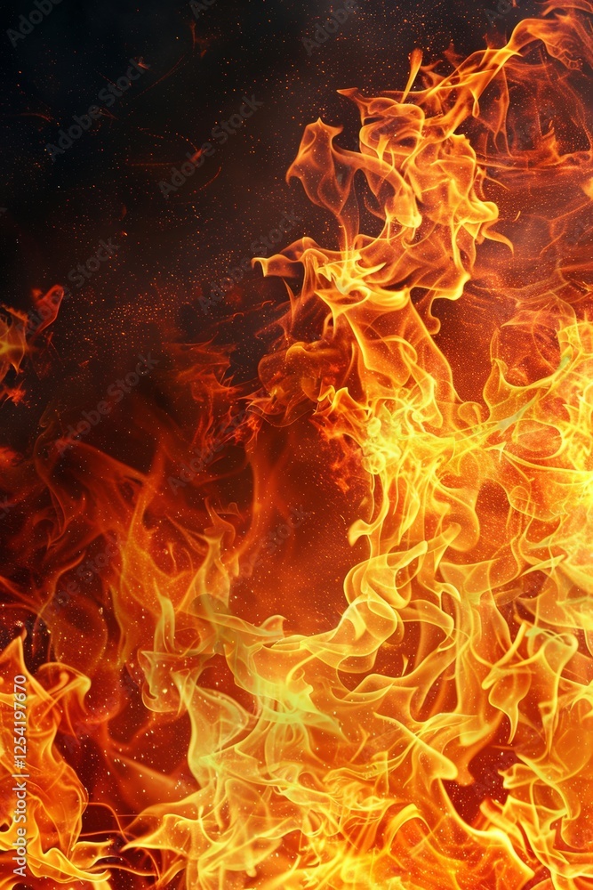 Fototapeta premium Texture of burning fire, bright flame