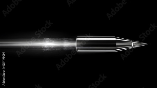 Wallpaper Mural High-Speed Metallic Projectile in Motion: Dynamic Bullet Design on Black Background Torontodigital.ca