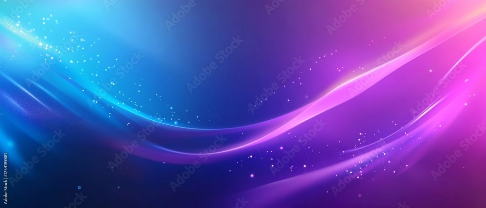Fototapeta premium Abstract blue-purple wave background; glowing particles; digital art; website design