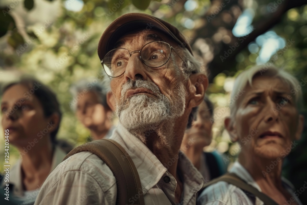 Group of senior people in a park. Selective focus on the face Group of senior people in a park. Selective focus on the face