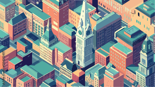 Philadelphia, Pennsylvania in Isometric Style.eps