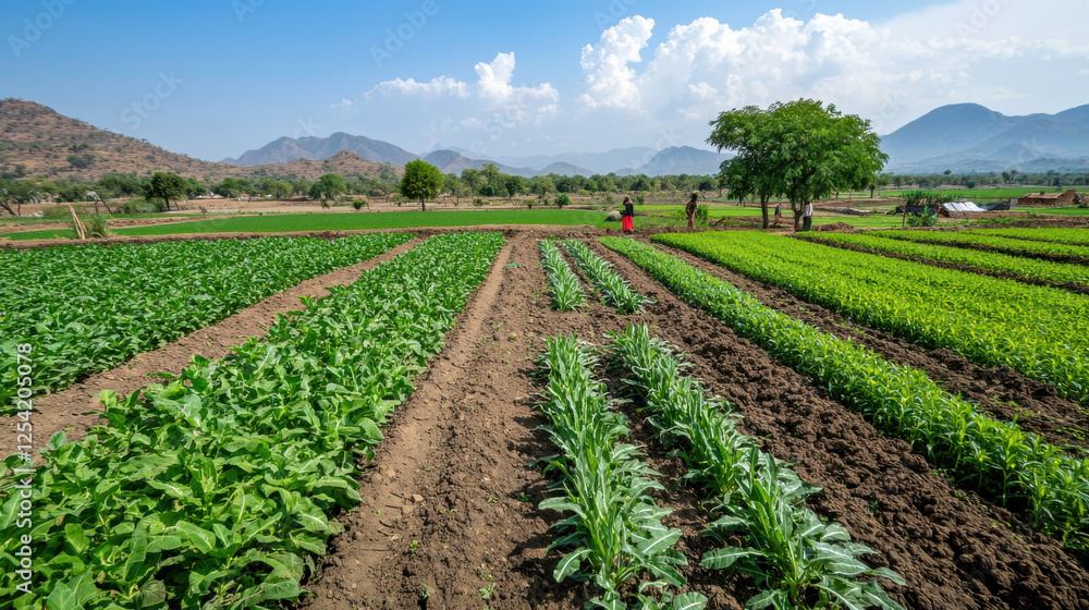 Resilient crops thriving in drought affected agricultural fields, showcasing green growth and sustainable farming practices Resilient crops thriving in drought affected agricultural fields, showcasing green growth and sustainable farming practices