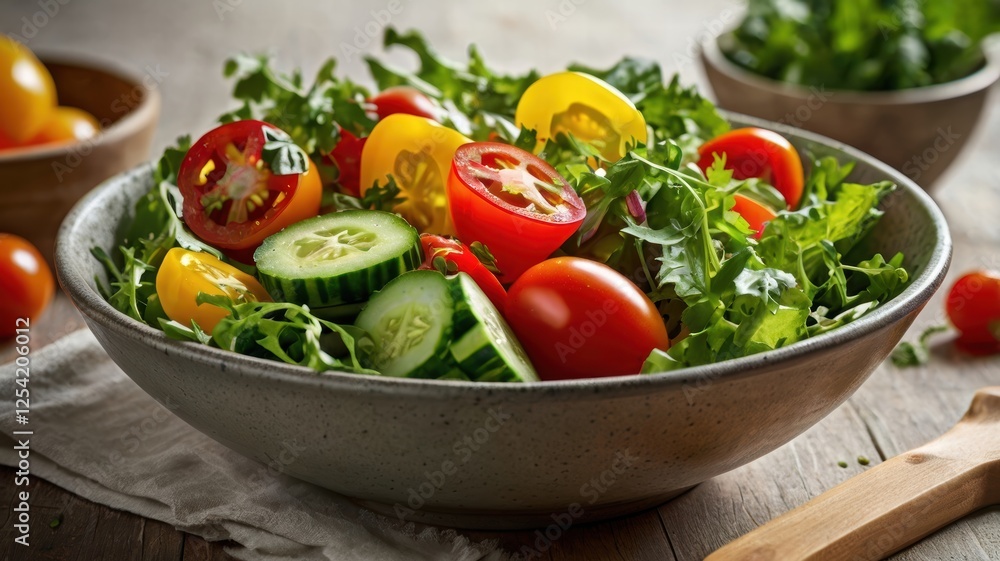 Bowl of fresh vegetables on wooden table with various colors and textures Bowl of fresh vegetables on wooden table with various colors and textures