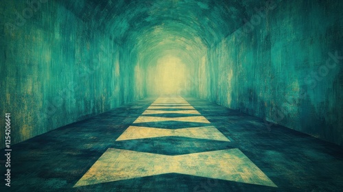 Glowing tunnel interior, vintage style, possible use for video game scene photo