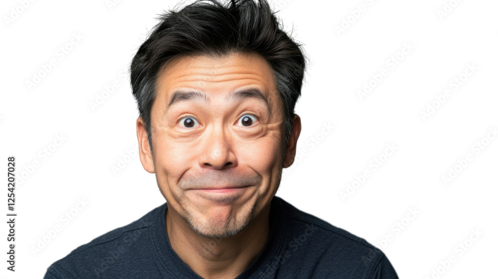 Obraz premium Asian man making funny face with transparent background