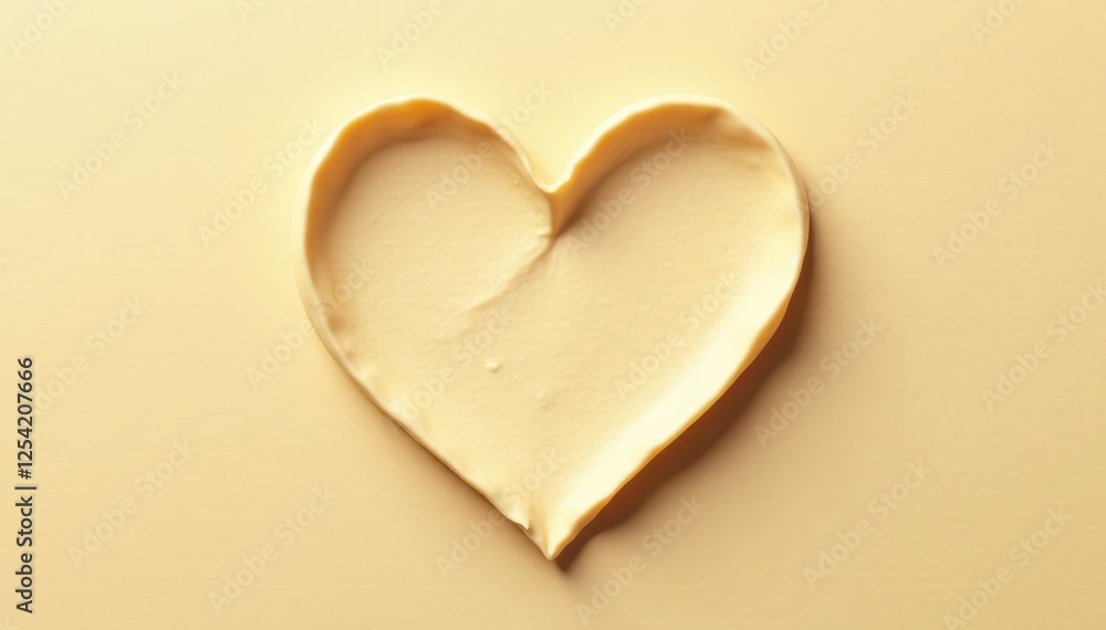 heart shape shea butter cream texture smudge stroke on beige brown color background, natural beauty, smooth finish heart shape shea butter cream texture smudge stroke on beige brown color background, natural beauty, smooth finish