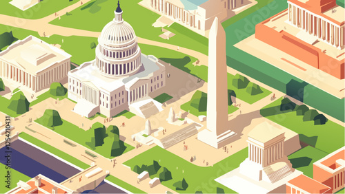 Iconic D.C. Landmarks in Isometric Perspective