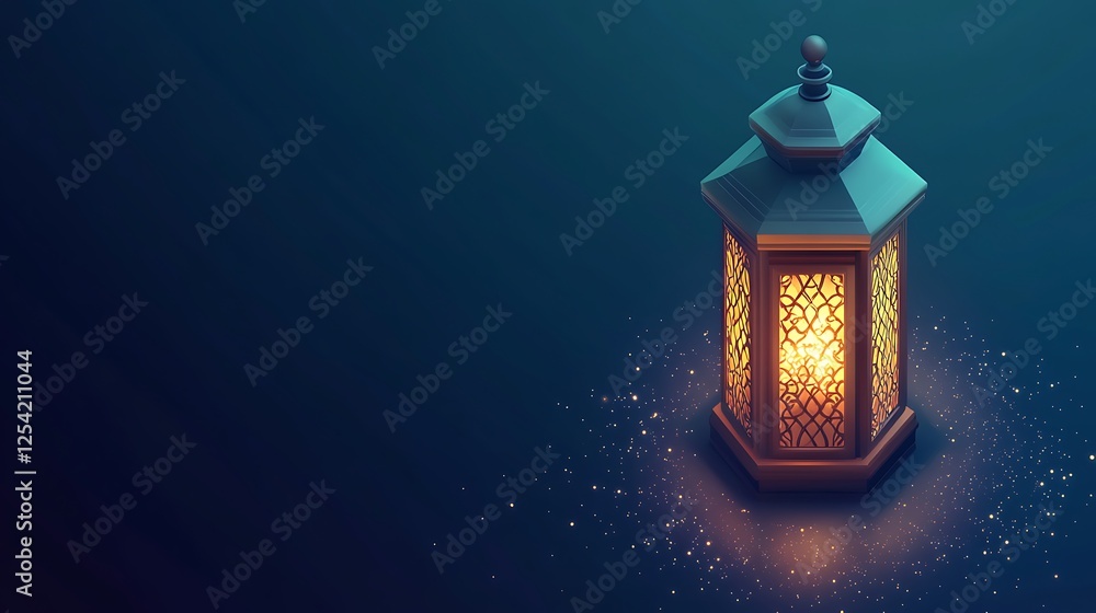 isometric 3d islamic lantern on blank space background isometric 3d islamic lantern on blank space background