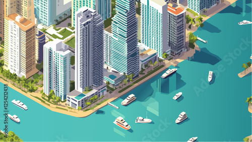 Modern Miami in 3D Isometric Style