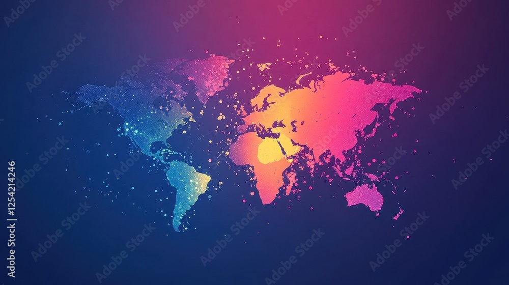 Fototapeta premium Virus floating on world map flat design front view, Epidemiology illustration Front view Bright.