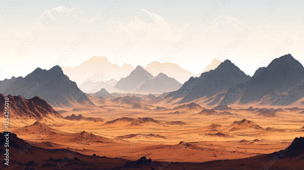 Naklejka premium Vast Desert Mountain Range Landscape