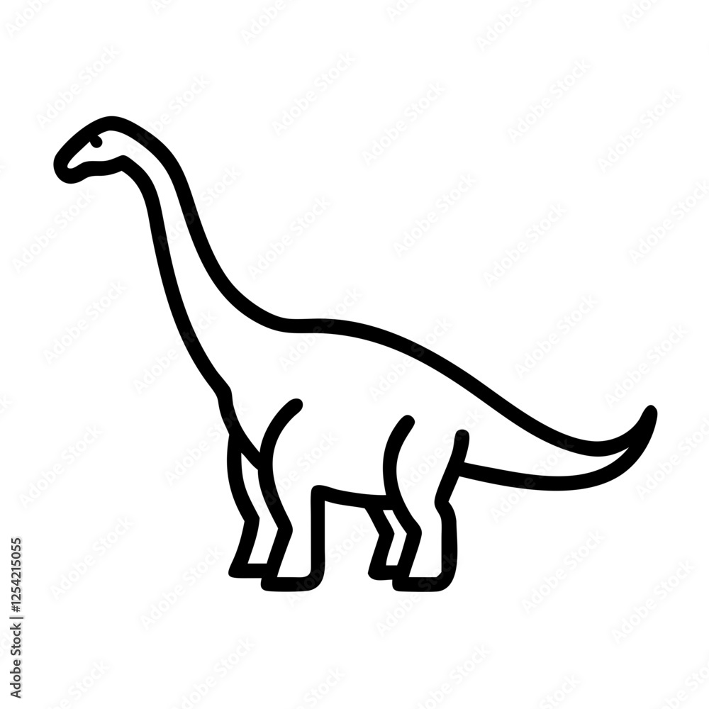 Silhouette of a brachiosaurus dinosaur with long neck and tail. Silhouette of a brachiosaurus dinosaur with long neck and tail.