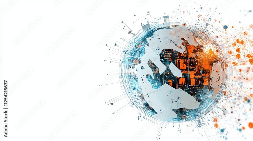 Virus outbreak affecting global technology infrastructure, digital globe with warning symbols, futuristic cybersecurity threats, isolated on white background, copy space for technology crisis concept. Virus outbreak affecting global technology infrastructure, digital globe with warning symbols, futuristic cybersecurity threats, isolated on white background, copy space for technology crisis concept.