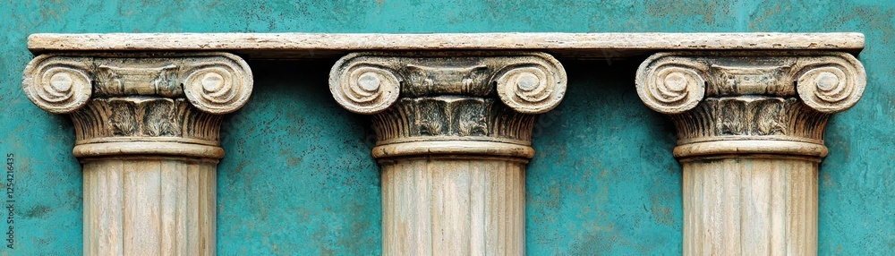 Naklejka premium Classic Columns Against Teal Background