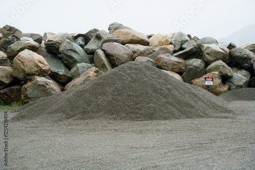 Pile of Gravel in Front of Giant Boulders photo