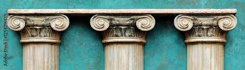 Classic Columns Against Teal Background photo